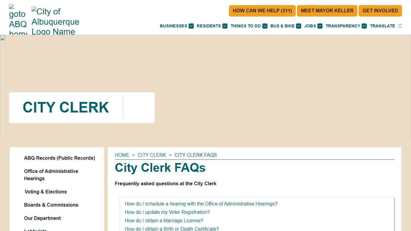 City Clerk FAQs — City of Albuquerque