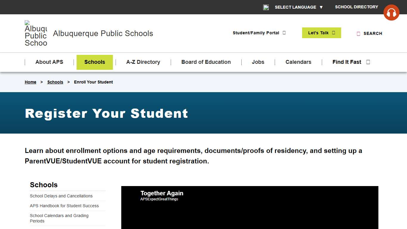 Register Your Student — Albuquerque Public Schools