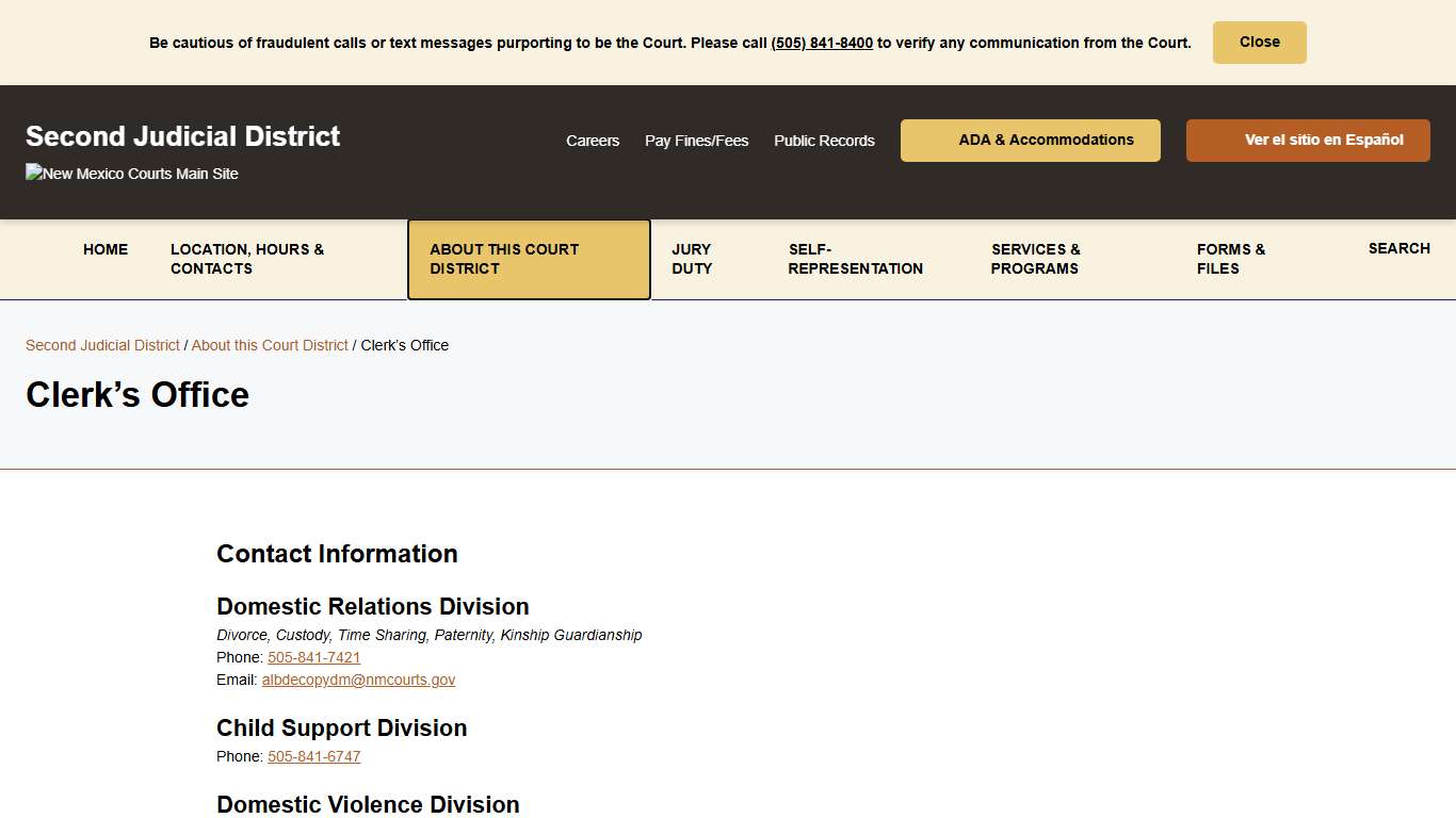 Clerk's Office - Second Judicial District